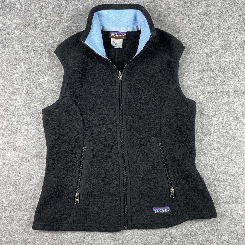 Patagonia Synchilla Vest Womens S Black Fleece Full Zip Sleeveless Jacket